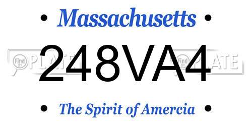 248VA4 Massachusetts License Plate