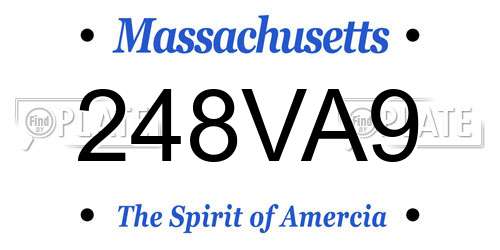 248VA9 Massachusetts License Plate