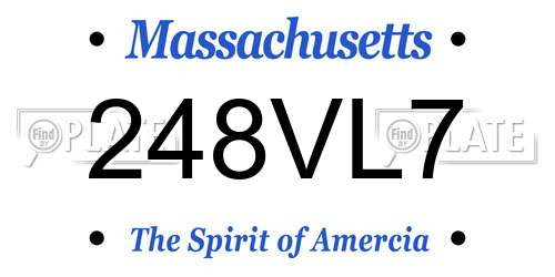 248VL7 Massachusetts License Plate