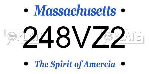 248VZ2 Massachusetts License Plate