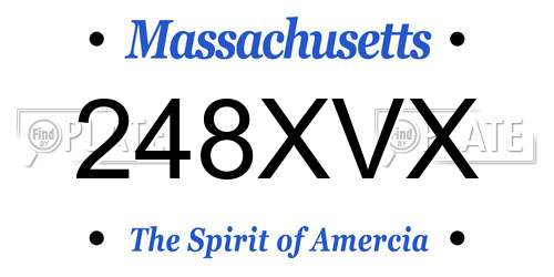 248XVX Massachusetts License Plate