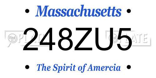 248ZU5 Massachusetts License Plate