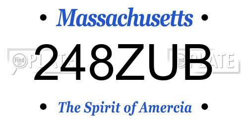 248ZUB Massachusetts License Plate