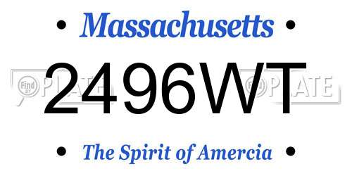 2496WT Massachusetts License Plate