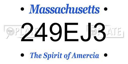 249EJ3 Massachusetts License Plate