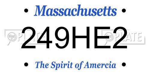 249HE2 Massachusetts License Plate