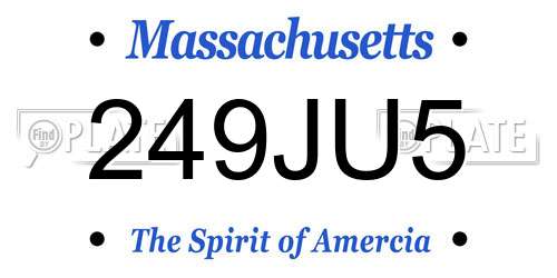 249JU5 Massachusetts License Plate