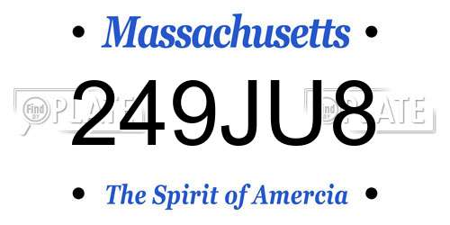 249JU8 Massachusetts License Plate