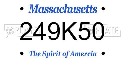 249K50 Massachusetts License Plate