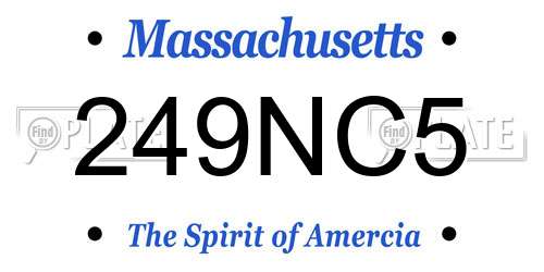 249NC5 Massachusetts License Plate