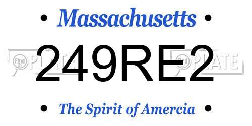 249RE2 Massachusetts License Plate