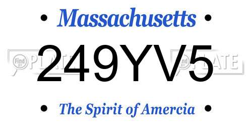 249YV5 Massachusetts License Plate