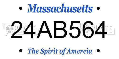24AB564 Massachusetts License Plate