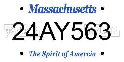 24AY563 Massachusetts License Plate