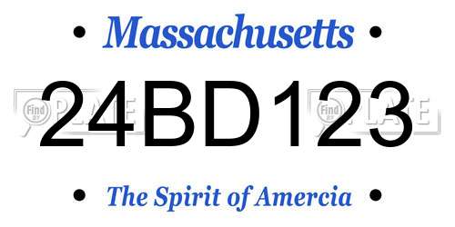 24BD123 Massachusetts License Plate