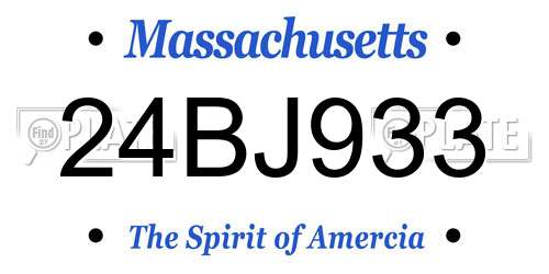 24BJ933 Massachusetts License Plate