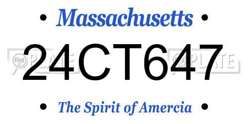24CT647 Massachusetts License Plate