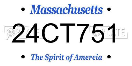 24CT751 Massachusetts License Plate