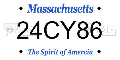24CY86 Massachusetts License Plate