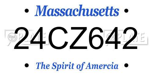 24CZ642 Massachusetts License Plate