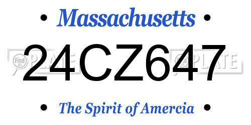 24CZ647 Massachusetts License Plate