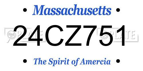 24CZ751 Massachusetts License Plate