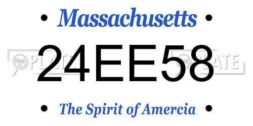 24EE58 Massachusetts License Plate