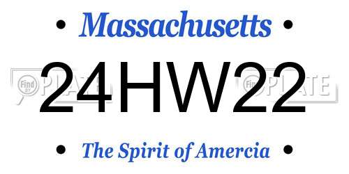 24HW22 Massachusetts License Plate