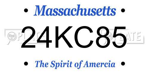 24KC85 Massachusetts License Plate
