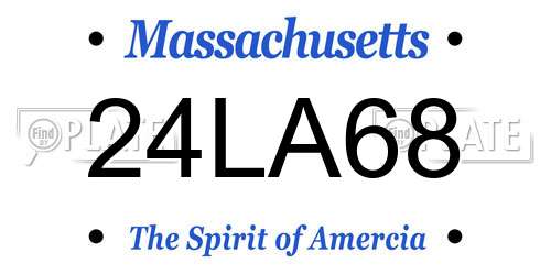 24LA68 Massachusetts License Plate