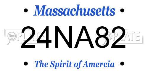24NA82 Massachusetts License Plate