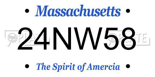 24NW58 Massachusetts License Plate