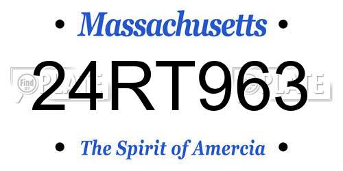 24RT963 Massachusetts License Plate