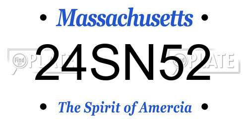 24SN52 Massachusetts License Plate