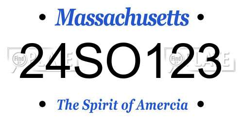 24SO123 Massachusetts License Plate