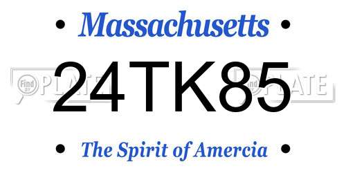 24TK85 Massachusetts License Plate