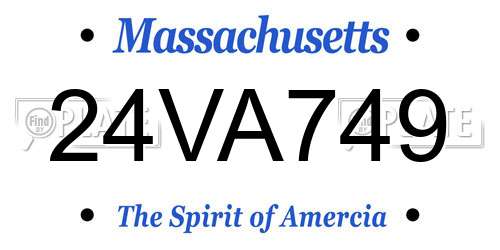 24VA749 Massachusetts License Plate