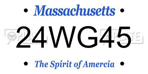 24WG45 Massachusetts License Plate