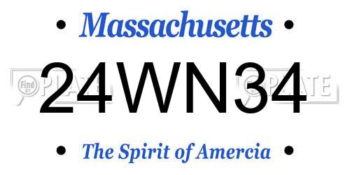 24WN34 Massachusetts License Plate