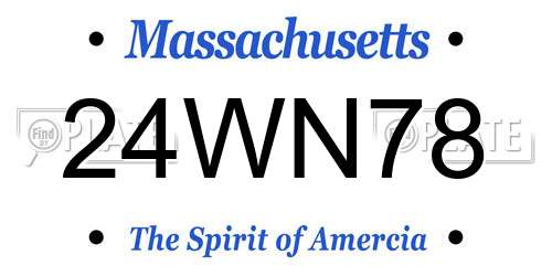 24WN78 Massachusetts License Plate
