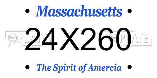 24X260 Massachusetts License Plate