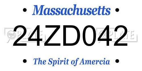 24ZD042 Massachusetts License Plate
