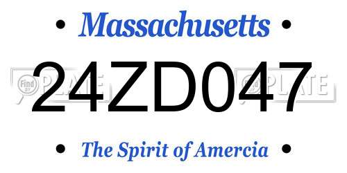 24ZD047 Massachusetts License Plate
