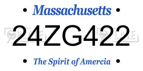 24ZG422 Massachusetts License Plate