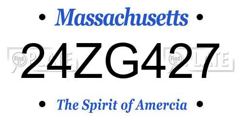 24ZG427 Massachusetts License Plate
