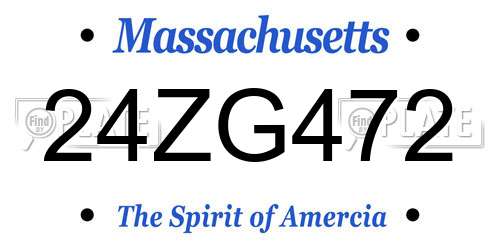 24ZG472 Massachusetts License Plate