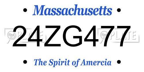 24ZG477 Massachusetts License Plate