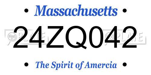 24ZQ042 Massachusetts License Plate