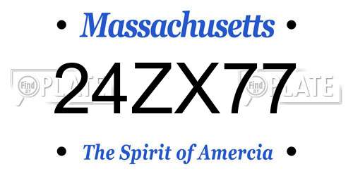 24ZX77 Massachusetts License Plate