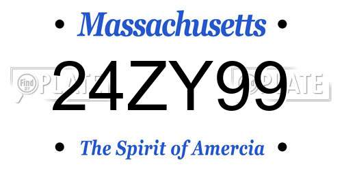 24ZY99 Massachusetts License Plate